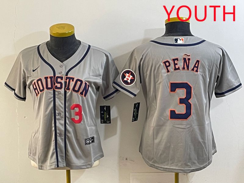 Youth Houston Astros 3 Pena Grey Game 2025 Nike MLB Jersey style 2